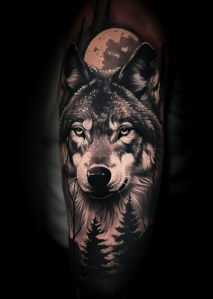 lion realism tattoo